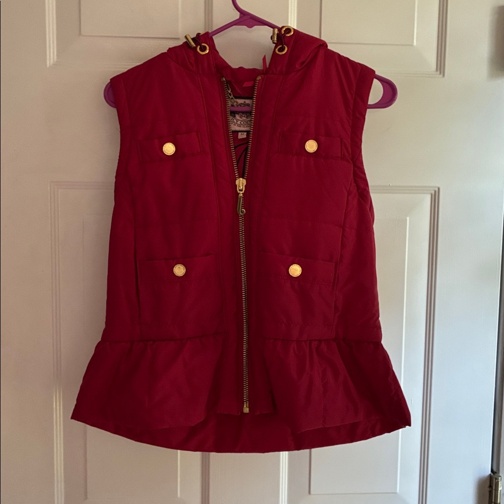 Juicy Couture Red Vest with Gold Chain Detail